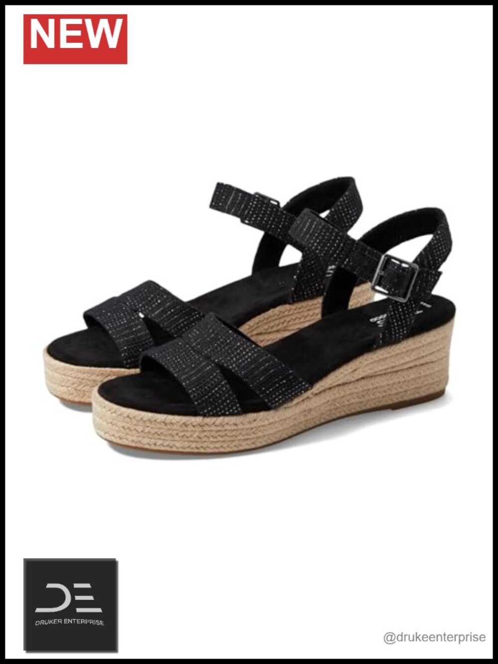 TOMS Audrey Platform Wedge Sandals Fabric Upper Ankle Strap OrthoLite